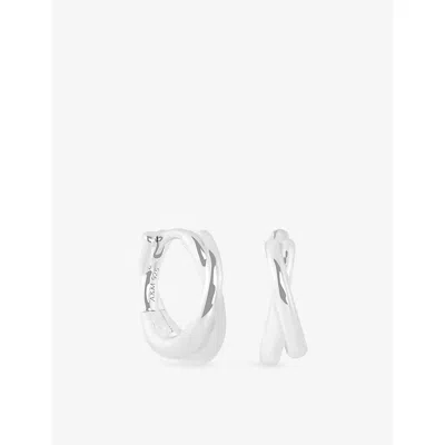 Astrid & Miyu Illusion Twist Rhodium-plated Sterling-silver Huggies