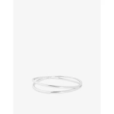 Astrid & Miyu Illusion Twist Rhodium-plated Brass Bangl In Gray