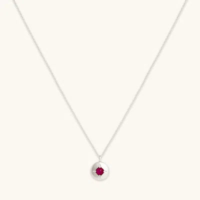 Astrid & Miyu July Ruby Birthstone Necklace In Solid White Gold