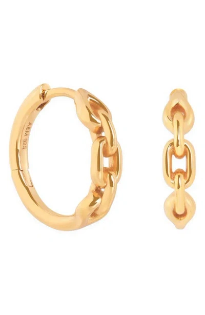 Astrid & Miyu Link Detail Huggie Hoop Earrings In Gold