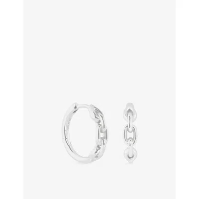 Astrid & Miyu Link Hardware Rhodium-plated Sterling-silver Hoop Earrings In Neutral