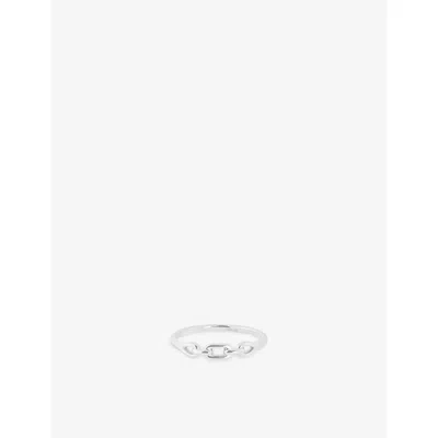 Astrid & Miyu Link Hardware Rhodium-plated Sterling-silver Ring In Metallic