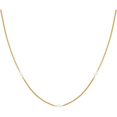 Astrid & Miyu Navette Crystal Necklace In Gold