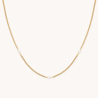 Astrid & Miyu Navette Crystal Necklace In Gold