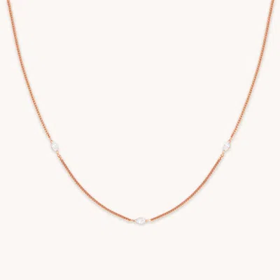 Astrid & Miyu Navette Crystal Necklace In Rose Gold