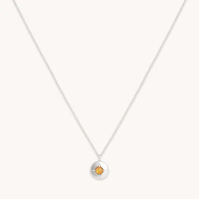 Astrid & Miyu November Citrine Birthstone Necklace In Solid White Gold