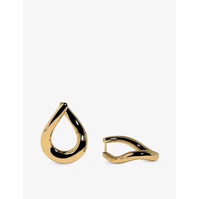 Astrid & Miyu Olten Xl 14ct Yellow-gold Plated Brass Hoops In Rhodiumplatedsilver