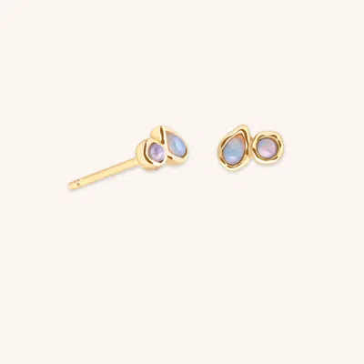 Astrid & Miyu Opal Duo Studs In Solid Gold