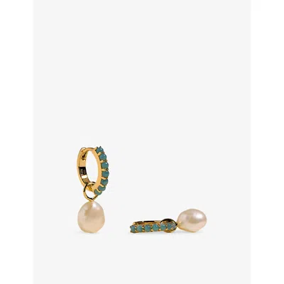 Astrid & Miyu Opal Pearl Charm 18ct Gold-plated Sterling Silver Huggies 18ct Gold Ss 925