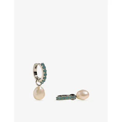 Astrid & Miyu Opal Pearl Charm Rhodium-plated Sterling Silver Huggies Rhodium Ss 925