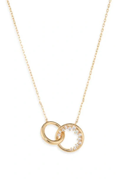 Astrid & Miyu Orbit Cubic Zirconia Pendant Necklace In Gold