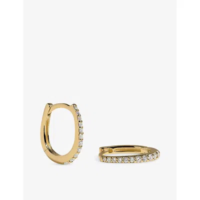 Astrid & Miyu Pavé 14ct Yellow-gold And Lab-grown Diamond Huggies In Rhodiumplatedsilver
