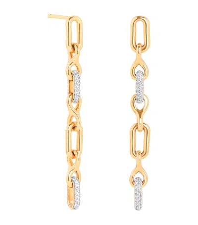 Astrid & Miyu Pavé Chain Link Drop Stud Earrings In Gold