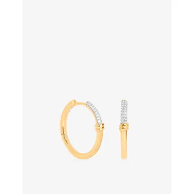 Astrid & Miyu Pavé Knot 18ct Gold-plated 925 Sterling Silver Hoop Earrings