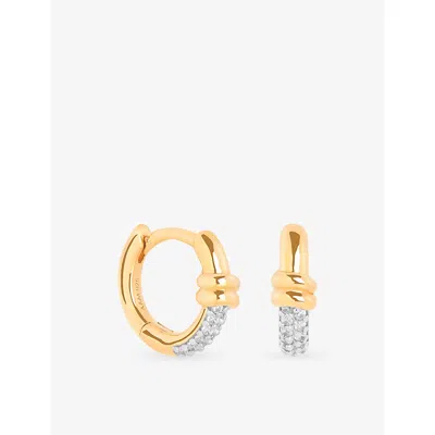 Astrid & Miyu Pavé Knot 18ct Gold-plated 925 Sterling Silver Huggie Earrings