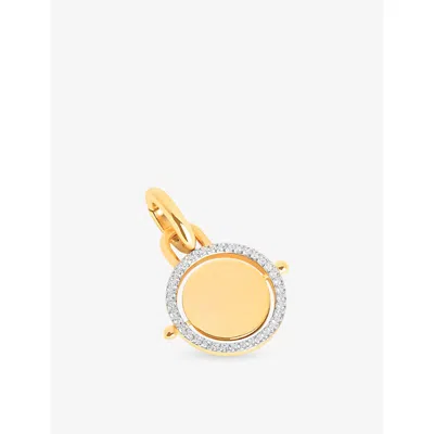 Astrid & Miyu Pavé Spinning Coin 18ct Gold-plated 925 Sterling Silver Clip Charm