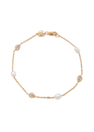 Astrid & Miyu Pearl & Crystal Charm 18kt Gold-plated Bracelet