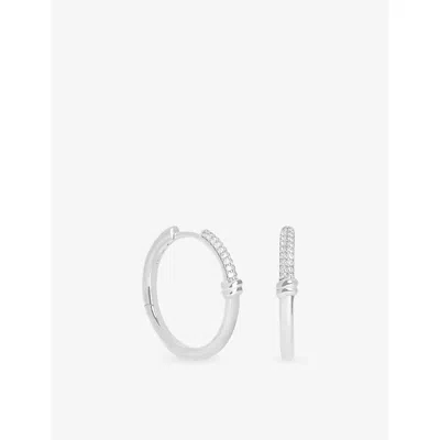 Astrid & Miyu Rhodium Pavé Knot 925 Sterling Silver Hoop Earrings