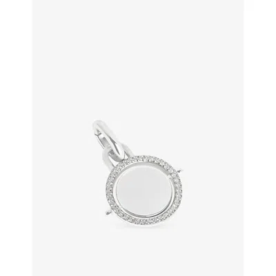 Astrid & Miyu Rhodium Pavé Spinning Coin 925 Sterling Silver Clip Charm