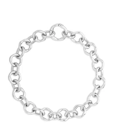 ASTRID & MIYU RHODIUM-PLATED MOLTEN LINK CHAIN BRACELET