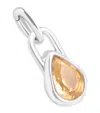 Astrid & Miyu Womens November Birthstone Rhodium-plated Sterling-silver And Citrine Charm Rhodiumplatedsilver In Metallic