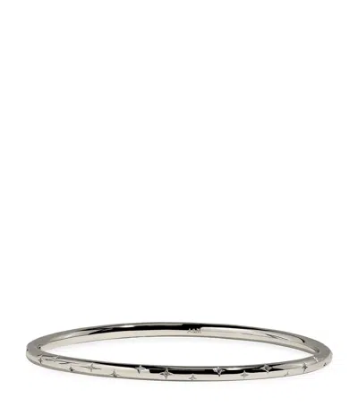 Astrid & Miyu Rhodium-plated Cosmic Dome Bangle In Silver