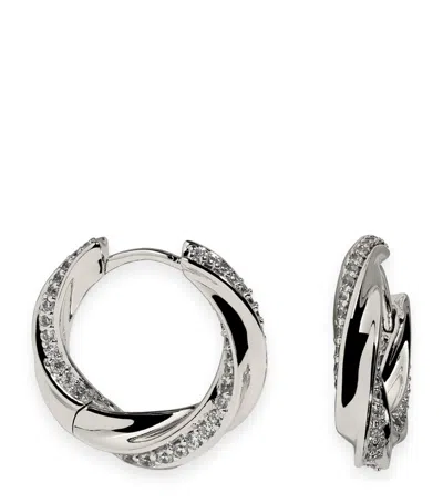 Astrid & Miyu Rhodium-plated Embellished Cosmic Twist Huggies In Silver