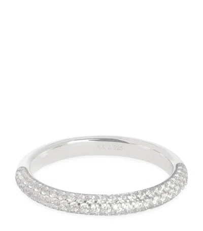 Astrid & Miyu Rhodium-plated Pavé Essential Ring In Silver