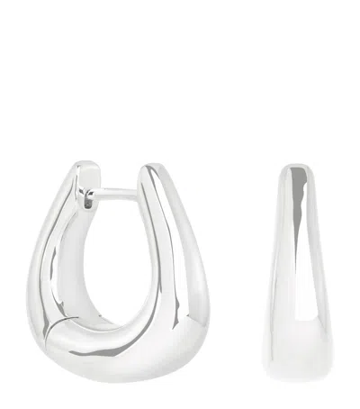 Astrid & Miyu Rhodium-plated Saddle Hoop Earrings In Silver
