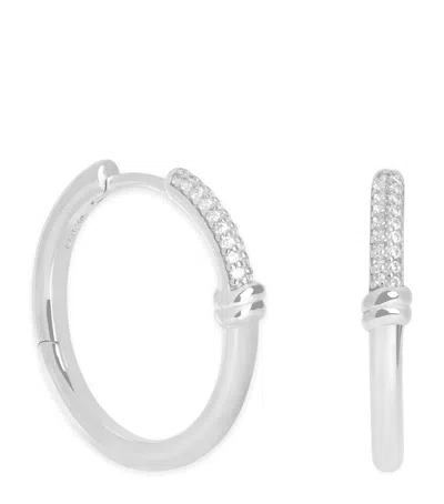 Astrid & Miyu Rhodium-plated Silver Pavé Knot Hoop Earrings