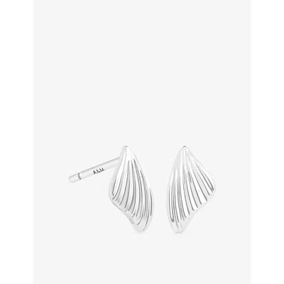 Astrid & Miyu Rhodiumplatedbrass Wing Statement 18ct Yellow Gold-plated Brass Stud Earrings
