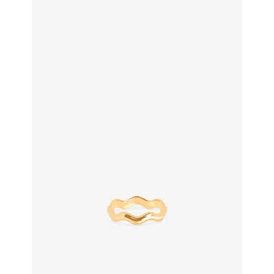 Astrid & Miyu Ripple 18ct Gold-plated Sterling Silver Band Ring In Metallic