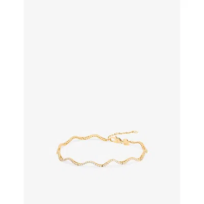 Astrid & Miyu Ripple Tennis 18ct Gold-plated Sterling Silver Bracelet In Green