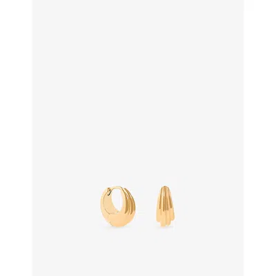 Astrid & Miyu Ripple Wave 18ct Gold-plated Brass Huggie Hoop Earrings