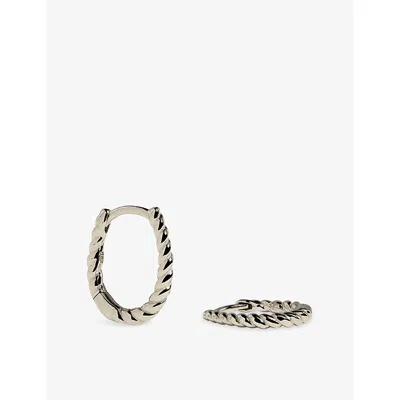Astrid & Miyu Rope 14ct White-gold Huggies In Rhodiumplatedsilver
