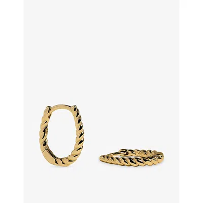 Astrid & Miyu Rope 14ct Yellow-gold Huggies In Rhodiumplatedsilver