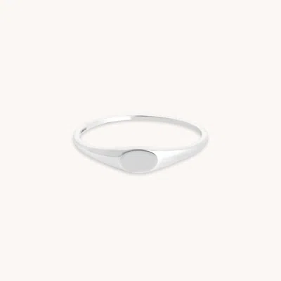 Astrid & Miyu Signet Ring In Solid White Gold