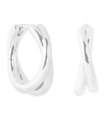 Astrid & Miyu Silver Crossover Illusion Hoop Earrings