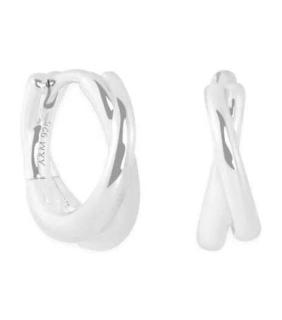 Astrid & Miyu Silver Crossover Illusion Huggie Earrings