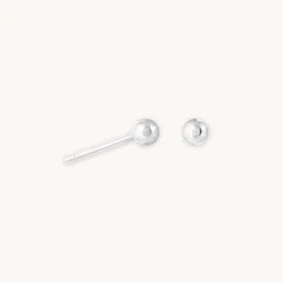 Astrid & Miyu Small Ball Stud Earrings In Solid White Gold