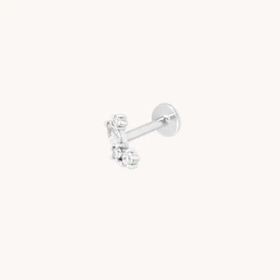 Astrid & Miyu Solid White Gold Double Topaz Piercing Stud