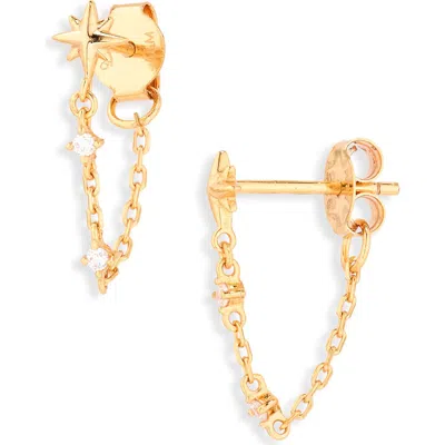Astrid & Miyu Star Chain Drop Earrings In Gold