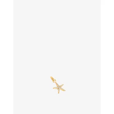 Astrid & Miyu Starfish 18ct Gold-plated Sterling-silver And Cubic Zirconia Clip Charm In Multi