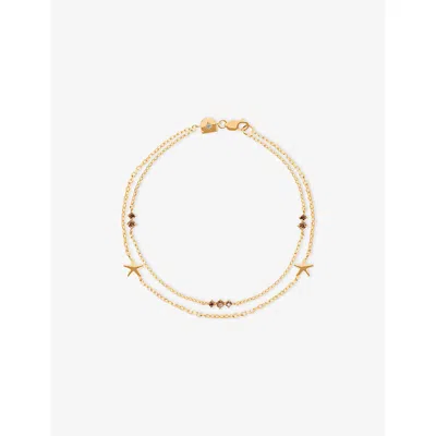 Astrid & Miyu Starfish Double Chain 18ct Gold-plated Sterling-silver And Cubic Zirconia Bracelet