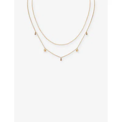 Astrid & Miyu Starfish Double Chain 18ct Gold-plated Sterling-silver And Cubic Zirconia Necklac