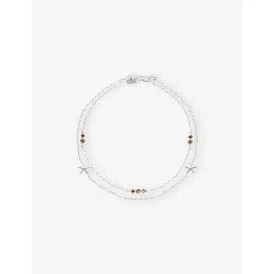 Astrid & Miyu Starfish Double Chain Rhodium-plated Sterling-silver And Cubic Zirconia Bracelet