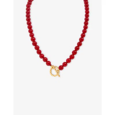 Astrid & Miyu Sunset 18ct Gold-plated Brass And Quartz Beaded Necklac In Multi