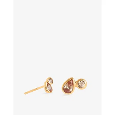 Astrid & Miyu Sunset Duo 18ct Gold-plated Sterling-silver And Cubic Zirconia Stud Earrings