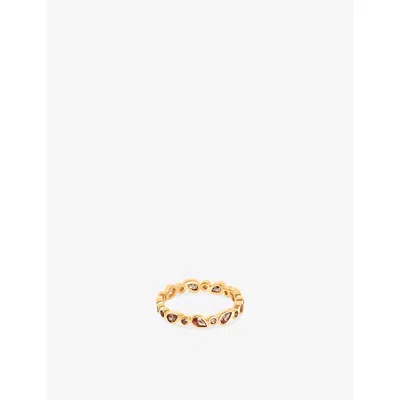 Astrid & Miyu Sunset Pear 18ct Gold-plated Sterling-silver And Cubic Zirconia Band Ring In Multi