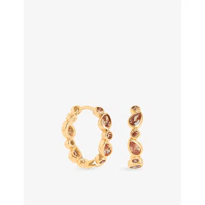 Astrid & Miyu Sunset Pear 18ct Gold-plated Sterling-silver And Cubic Zirconia Hoop Earrings